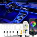 Interior Car LED Strip Lights, RGB USB Car Ambient Lighting with Fiber Optic, EL Wire Car Accessories (5 in 1)