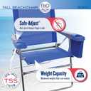 Rio Beach 2-Pack 17" Extended Height 4-Position Folding Beach Chair, Blue/White