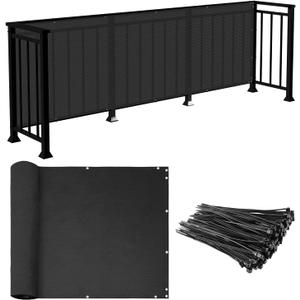 E&K Sunrise 3' x 50' Balcony Privacy Fence Screen Cover with Zip Ties Outdoor Screen Fence UV Protection for Deck Patio Backyard Apartment Pool Porch (Black)