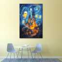 GSPQAZ Ghosts at the Haunted Castle Canvas Print - Spooky Halloween Wall Art for Home Dcor 12x18-Unframed (U698)