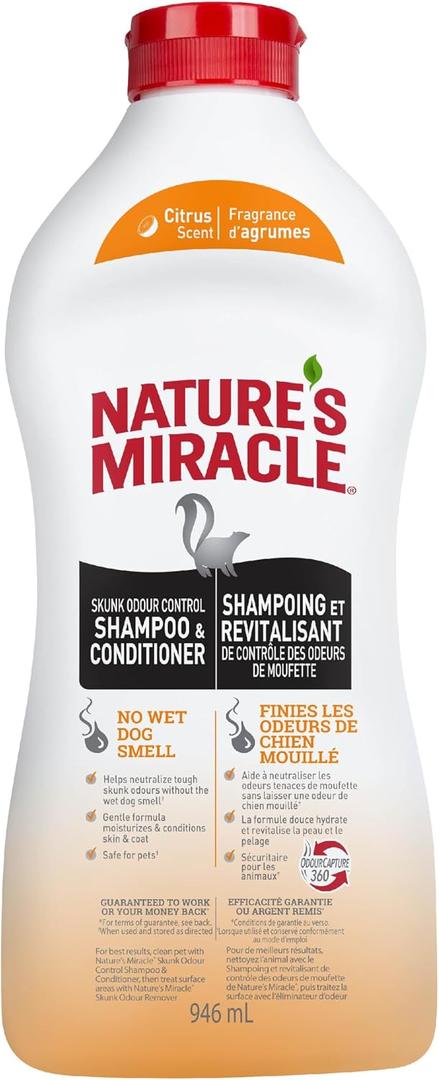 2 x Natures Miracle Skunk Odor Control Shampoo & Conditioner Citrus Scent, 32 fl oz