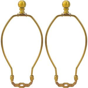 8 Inch Lamp Harp, Antique Gold 2 Set Lamp Harps and Finial, Metal Lamp Shade Harp Holder, DIY Detachable Lampshade Bracket Adapter Hardware, Replacement Table & Floor Light Accessories Repair