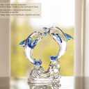 Crystal Glass Dolphins Figurines Collectibles, Sea Animal Sculpture Statue, Home Desk Decoration Ornaments K9 Crystal Bloom Ornament with Hand-Polished Details (Blue)