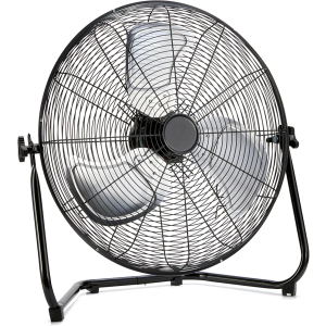 Amazon Basics 20" High Velocity Industrial Fan, Floor Fan, with 3 Speeds, Tilt Head, Metal Construction and Aluminum Blades, Ideal for Industrial/Commercial Space, and Garage/Gym, 125W, Black