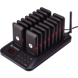 Retekess TD157 Restaurant Pager System, Pagers for Restaurants,984ft Long Range, 16 Pagers and Beepers for Food Truck, Bars, Food Court, No Vibration Mode