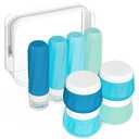 Mrsdry Travel Size Toiletries 8 Pack, TSA Approved 3oz Silicone Squeeze Bottles & Cream Jars with Clear Travel Bag