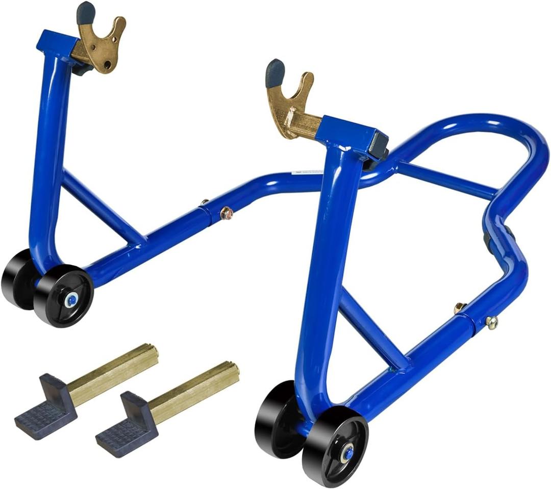Motorcycle Stand Front and Rear Combo Wheel Lift Stands, 500Lbs Capacity,Swingarm Spool Paddock Stands for Sport Bike,Fit for Yamaha Honda Kawasaki Blue