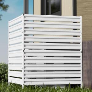Air Conditioner Fence, 42" H x 38" W (2 Panels) Trash Can Fence, Metal Pool Equipment Enclosure Privacy Fencing Panels, No Dig Privacy Screen Fencing for Outdoor, White