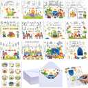 Kolldenn 36 Sets Ramadan Mubarak Coloring Greeting Cards with Stickers Envelopes Color Your Own Eid Mubarak Postcards Ramadan Kareem Paper Crafts
