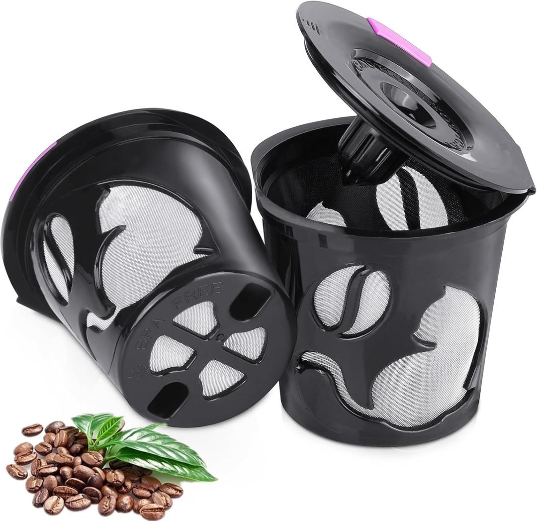 Reusable K Cups for K-Mini/K-Duo/K-Express, 2 Pack K Cup Reusable Coffee Pods for K-eurig, BPA Free Refillable Single K Cups for K-eurig 1.0 & 2.0 Series