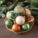 Christmas Tree Ball Ornaments 12 Pcs 3.15" Sage Green White Sand Brown Boho Neutral Shatterproof Plastic Glitter Hanging Balls for Fall Christmas Tree Xmas Holiday Party Home Decor