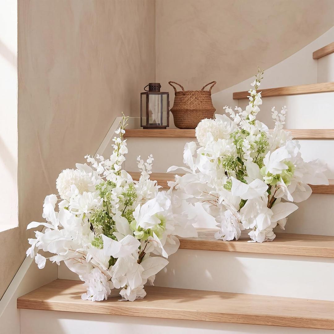 Sosation 2 Pcs Free-Standing Wedding Aisle Artificial Flower, 24" x 28"
