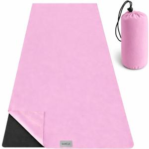 Yoga Towel, Non Slip Hot Yoga Mat Towel with Corner Pockets, 100% Microfiber, Mat-Sized 24" x 72", Sweat Absorbent, Perfect for Hot Yoga, Bikram, Pilates and Yoga Mats (Light Pink)