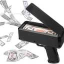 Black Money Gun Shooter Handheld Cash Money Gun Spraying Machine Money Dispenser with 100pcs Bills Loading Capacity Prop Gun for Birthday Wedding Party, Night Club