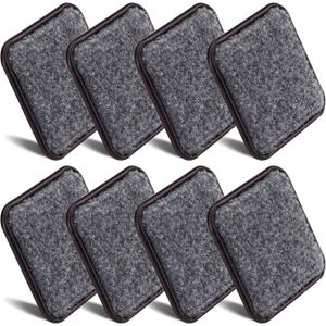 ASTIMESA 8 Pieces 2.4" Square Furniture Sliders, Heavy Duty Furniture Pads Cups with Carpet Base, Reusable Floor Protectors for Hardwood Vinyl Tile Couch Table Chair Bottom (Brown) (61mm, Square)
