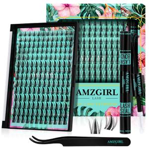 Lash Clusters Kit 168pcs Manga Lash Extension Kit Anime Cluster Lashes Natural Look with Waterproof Lash Bond and Seal Lashes Wet Look Ultra-Thin Invisible Lash Band(Autumn Leaves-Kit,D-10-18mm)