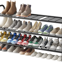 Shoe Rack 3 Tier Long Metal Shoe Organizer for Closet Entryway Black