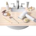 Maplefield Bathroom Sink Cover for Counter Space, Heat Resistant Silicone Sink Mat for Your Beauty Routine, Small Bathroom Space Saver Sink Cover for Makeup (Beige Large, 22 x 2 x 2 Inches)