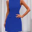 PRETTYGARDEN Womens Sleeveless Summer Dresses 2026 Formal Boat Neck Bodycon Elegant A Line Business Work Office Mini Dress (Blue, XXL)