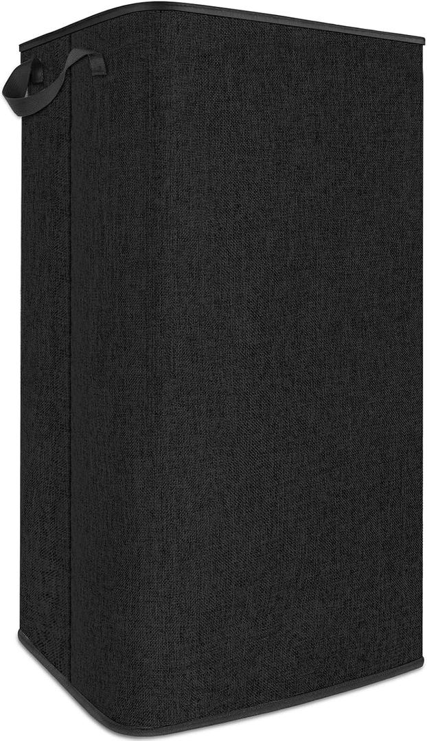 SNIGJAT Extra Large Laundry Hamper, 100 L Tall Laundry Basket with Sturdy Handles, Dirty Clothes Basket for Bedroom, Large Hamper, Sturdy Storage Organizer for Clothes Toys Black