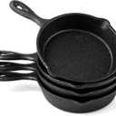 4 Pack Mini Cast Iron Skillets, 4 Inch Small Frying Pan with Double Drip-Spouts, Black Cast Iron Skillet with Handle, Nonstick Frying Pans for Indoor Outdoor Restaurant Kitchen Use