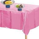 Quhora Shiny Foil Disposable Plastic Tablecloths for Rectangle Tables - Pack of 6 | 54x108 inches - Perfect for Parties, Events, and Weddings, Indoor and Outdoor Use - Pink