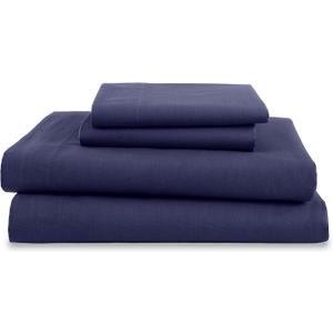 4 Piece Queen Bed Sheets Set | Queen Bed Sheets  Light Weight, Soft Breathable Sheets | Brushed Cotton Rich Blend | Secure-Fit, Wrinkle Resistant, Durable, Easy Care Bed Sheets | Comfy Sheets | Navy