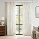 MIULEE Pinch Pleated Linen Sheer Curtains, Back Tab Hooks, 40W x 96L, Birch