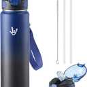 Enerbone 32 oz Insulated Water Bottle, Stainless Steel Bottle with Carrying Strap, Double-Wall Vacuum Insulation Design, Leakproof Sports Bottle with Straw, Keep Drinks Cold or Hot for Hours (Twilight)