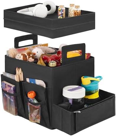 StorageWorks Trunk Organizer for Car, Car Organizer with Lid, Seat Back Storage, Medium, Black, 1-Pack