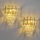 Modern Crystal Wall Sconces Gold Wall Sconce Set of Two Bathroom Vanity Light Fixtures Bedside Wall Light for Living Room Bedroom Hallway Foyer G9 Bulbs