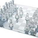 Gamie Premium Glass Chess Set, 10 Inch - Elegant Design - Durable Build - 32 Frosted and Clear Pieces - Felted Bottoms - Easy to Carry - Stable & Fully Functional for Chess Lovers
