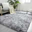 8x10 Feet Large Area Rugs for Living Room, Tie-Dyed Light Grey Shaggy Rug Fluffy Throw Carpets, Ultra Soft Plush Modern Indoor Fuzzy Rugs for Bedroom Girls Kids Nursery Room Dorm Home Decor