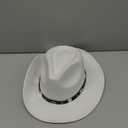 Lanzom Women Men Classic Felt Wide Brim Western Cowboy Cowgirl Hat with Belt Buckle