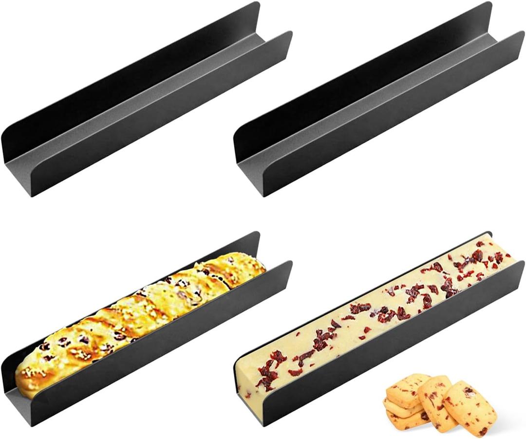 U-Shape Biscuit Cake Bread Mold, Non-Stick Cranberry Cookie Mold, Rectangular Cookie & Bread Mold for Baking for Making Cranberry Cookies, Biscotti Set of 4