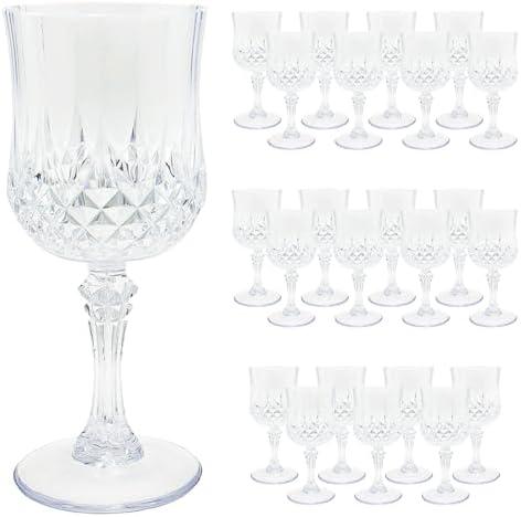 Veiuwa 24 Pcs Plastic Wine Glasses - White Plastic Goblets for Weddings, Dinner Parties & More