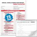 Annual Vehicle Inspection Report Form 25-pk 3-Ply Carbonless, 8.5" x 11.75" + 2-Ply Vinyl with Mylar Laminate Label 5" x 4"