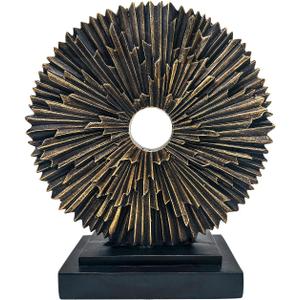 aboxoo Abstract Staute,Modern Decorative Home Decor,Office Desk Sculpture for Men,Creative Round Line Ornament for Bookshelf,Bedroom,Desktop,Dining Table(Copper Black)