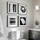 4 Piece Framed Abstract Minimalist Wall Art Sets, Black and White Line Modern Home Decor Artwork, Contemporary Picture Painting for Living Room, Bedroom, Bathroom and Hallway 12x12 Inch