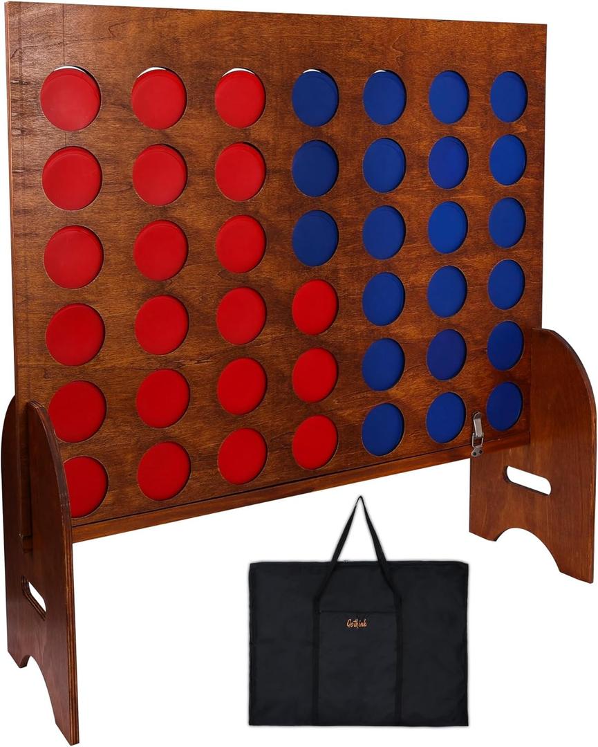 GOTHINK Giant Four in a Row Game with Carrying Bag - Jumbo 4-to-Score Indoor Outdoor Board Game Set for Kids and Adults Connect The 4 Discs of Same Colour in a Row Game 3Ft