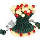 GlowVibe Christmas Lights 70 Counts Red and White Globe String Lights with Pearlized Glass 120V ETL Certified Indoor Outdoor Use for Holiday Party Thanksgiving Yard Xmas Tree