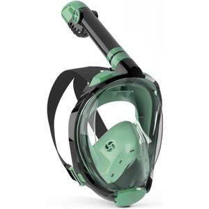 Full Face Snorkel Mask, Snorkeling Mask with Detachable Camera Mount,Panoramic 180° View Upgraded Dive Mask with Safety Breathing System,Dry Top Set Anti-Fog Anti-Leak for Adults and Kids