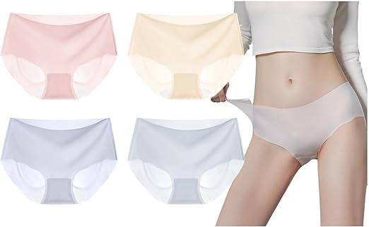 Silk Breathable Mid-Waist Invisible Underwear Pure Color Briefs XL