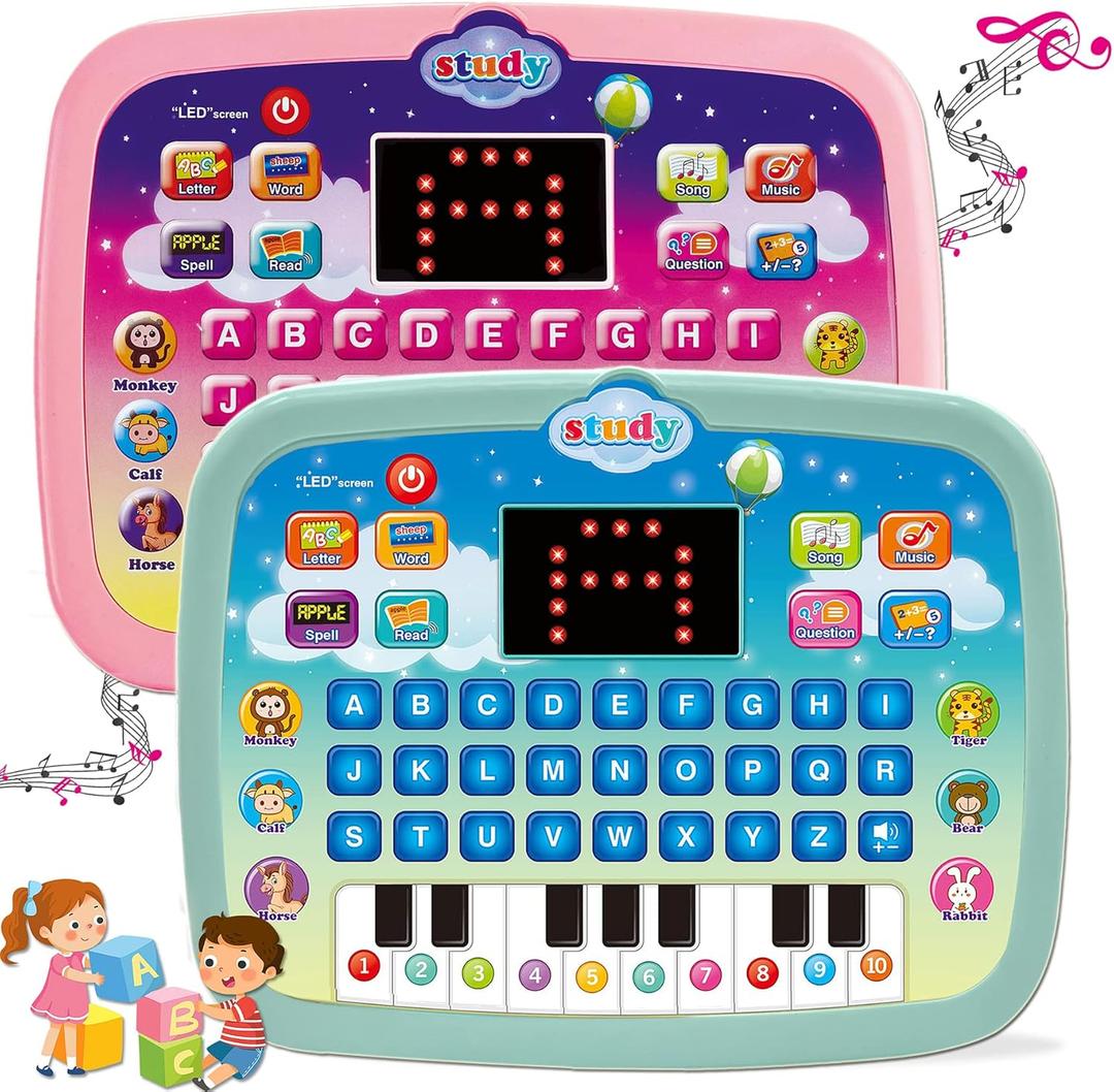 Wenbeier Kids Learning Tablet Toddler Tablet with LED Screen Teach Alphabet Numbers ABC Learning for Toddlers Electronic Learning Toy for Gifts for Boy Girl, Baby Toddler Ages 3 4 5 6