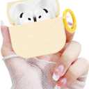 Newseego for Airpods 4 Case, Luxury Glitter Sparkly Bling Case with Keychain for Women Girls Anti-Lost Anti-Scratch Soft TPU Shockproof Full Protective Case Cover for Airpods 4th Generation-Yellow