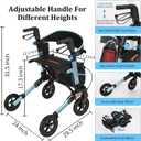 Aojin Rollator Walker for Seniors, Lightweight Foldable All Terrain Rolling Walker with seat, Aluminum Walkers (Blue)