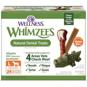 Wellness WHIMZEES Value Box Dog Dental Treats, Natural Chews, Large Size, (24 Count)