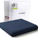 YnM 20lbs Weighted Blanket for Adults, Cotton Heavy Bed Throw Blanket with Cooling Glass Beads for All Season Use, Ideal for One Person of 190lbs (60x80 Inches, Queen Bed, Navy)
