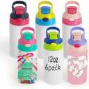 4 Pack 12 OZ Sublimation Straw Sippy Cup Blank Tumblers Double Wall Vacuum Insulated Mixed Color Thermoses Stainless Steel Water Bottles for School Different Patterns