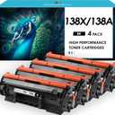 MasaiMara 138X 138A High Capacity with Chip Compatible Toner Cartridges Replacement for HP W1380X W1380A LaserJet Pro 3001dw 3001dn 3001fdw MFP 3101fdw MFP 3101fdn Printer (Black, 4-Pack)